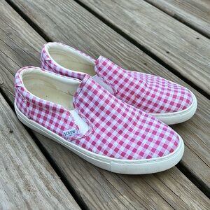 JCREW PINK GINGHAM SLIDE ON SNEAKERS